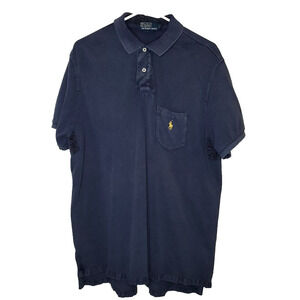 Ralph Lauren Polo Shirt Mens XL Blue Custom Fit Rugby Golf Vented Thick